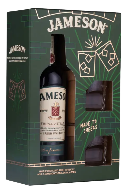Buy Jameson Irish Whisky & 2 Tumbler Glasses Gift Pack 700ml Online at Bottle Stop