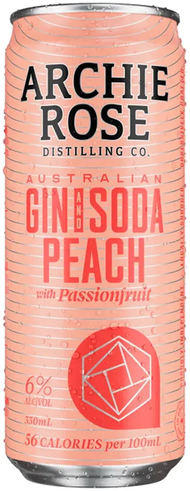 Buy Archie Rose Straight Dry Gin & Peach Soda With Passionfruit 330ml Online at Bottle Stop
