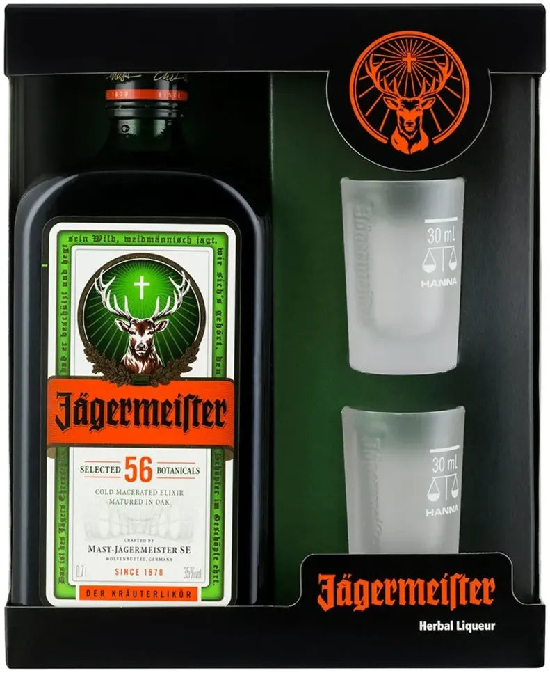 Buy Jagermeister with 2 Shot Glass Gift Pack 700ml Online at Bottle Stop