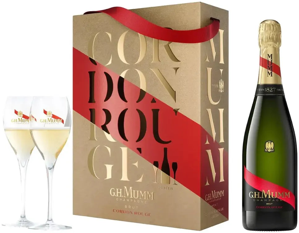 Buy Mumm Cordon Rouge NV 750ml Twin Flute Gift Pack Online at Bottle Stop