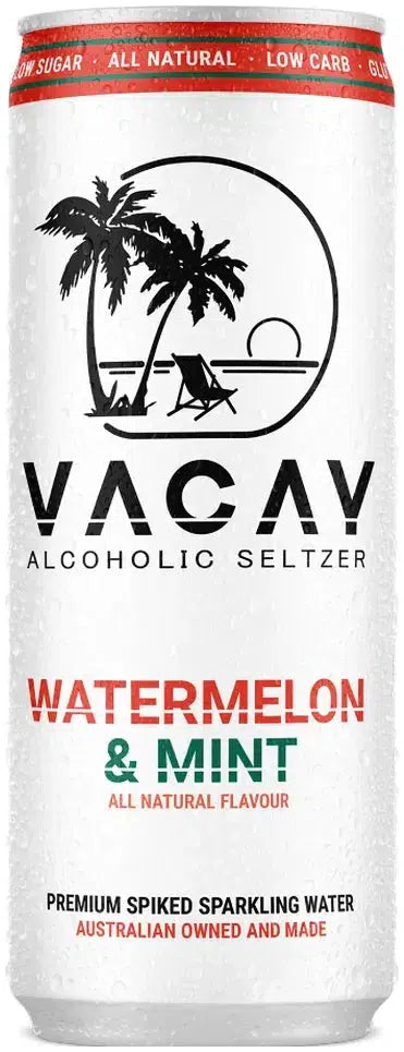 Buy Vacay Watermelon And Mint Seltzer 330ml Online at Bottle Stop
