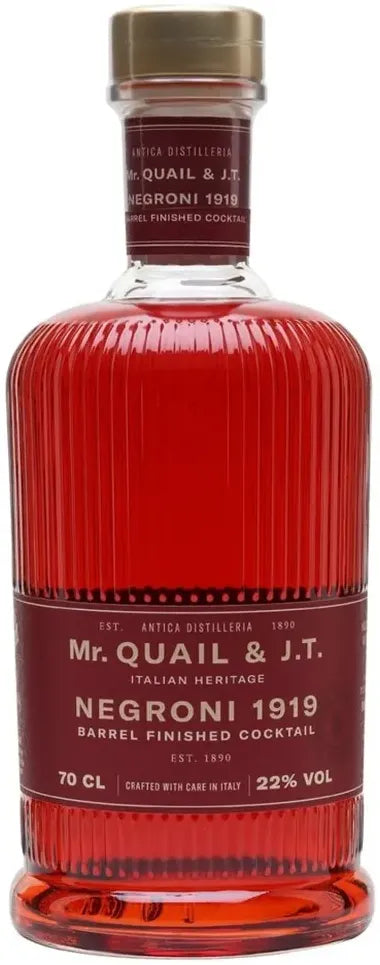 Buy Mr Quail & J.T. Negroni 1919 Barrel Finished Cocktail 700ml Online at Bottle Stop