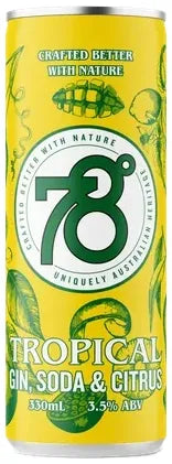 78 Degrees Tropical Gin, Soda & Citrus 3.5% 24 Pack Cans 330ml | Bottle Stop