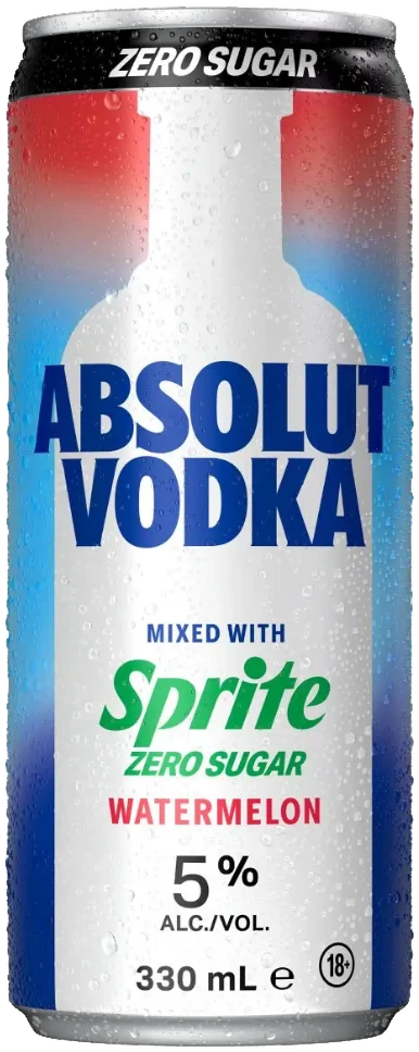 Absolut Vodka & Sprite Zero Watermelon Lemonade 5% 24 Pack Cans 330ml | Bottle Stop
