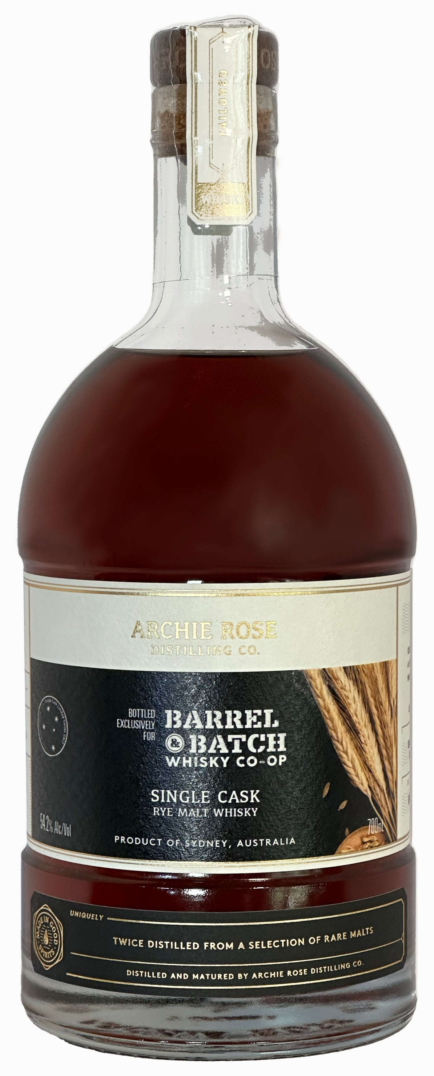 Buy Archie Rose Distilling Co. Virgin American Oak Single Cask Rye Malt Whisky 700ml Online at Bottle Stop