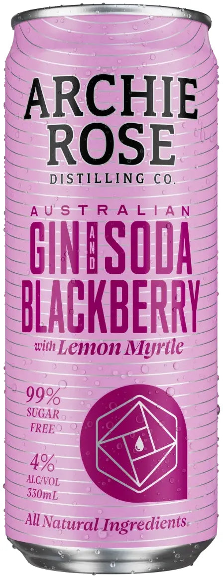 Archie Rose Distilling Co. Australian Gin & Soda Blackberry with Lemon Myrtle 4% 24 Pack Cans 330ml | Bottle Stop