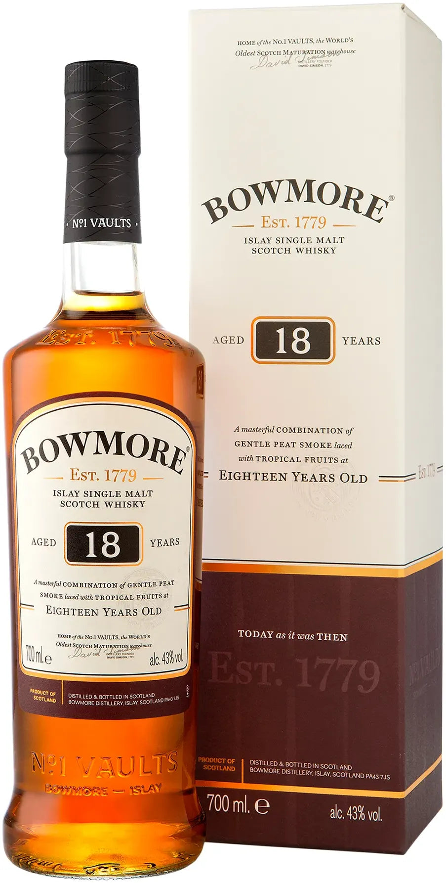 Buy Bowmore 18 Year Old Glass Single Malt Scotch Whisky 700ml Online at Bottle Stop