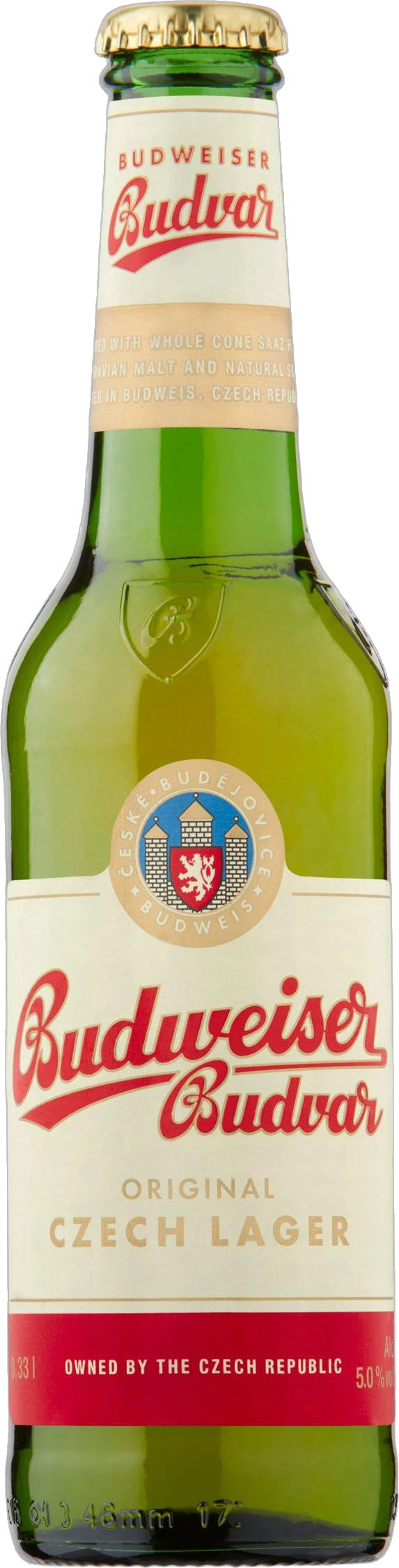 Budweiser Budvar Original Czech Premium Lager 5% 24 Pack Bottles 330ml | Bottle Stop