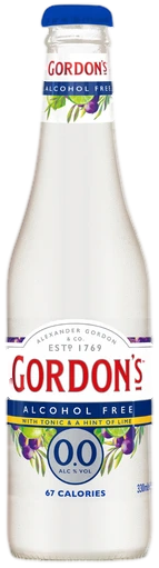 Gordon's Alcohol Free With Tonic And Lime Bottles 330ml