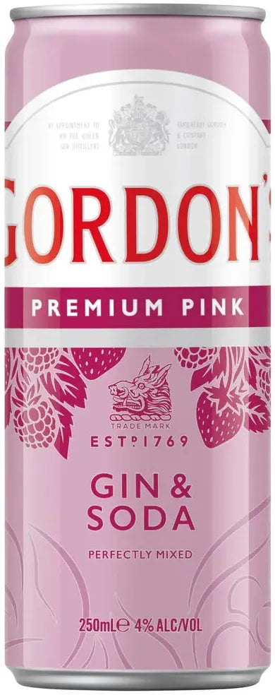 Buy Gordon's Pink & Soda 4% Cans 250ml Online at Bottle Stop