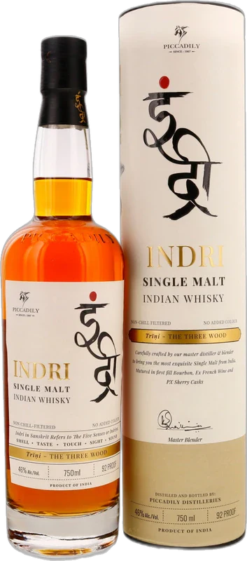 Indri Trini The Three Wood Single Malt Indian Whisky + Giftbox 700ml | Bottle Stop
