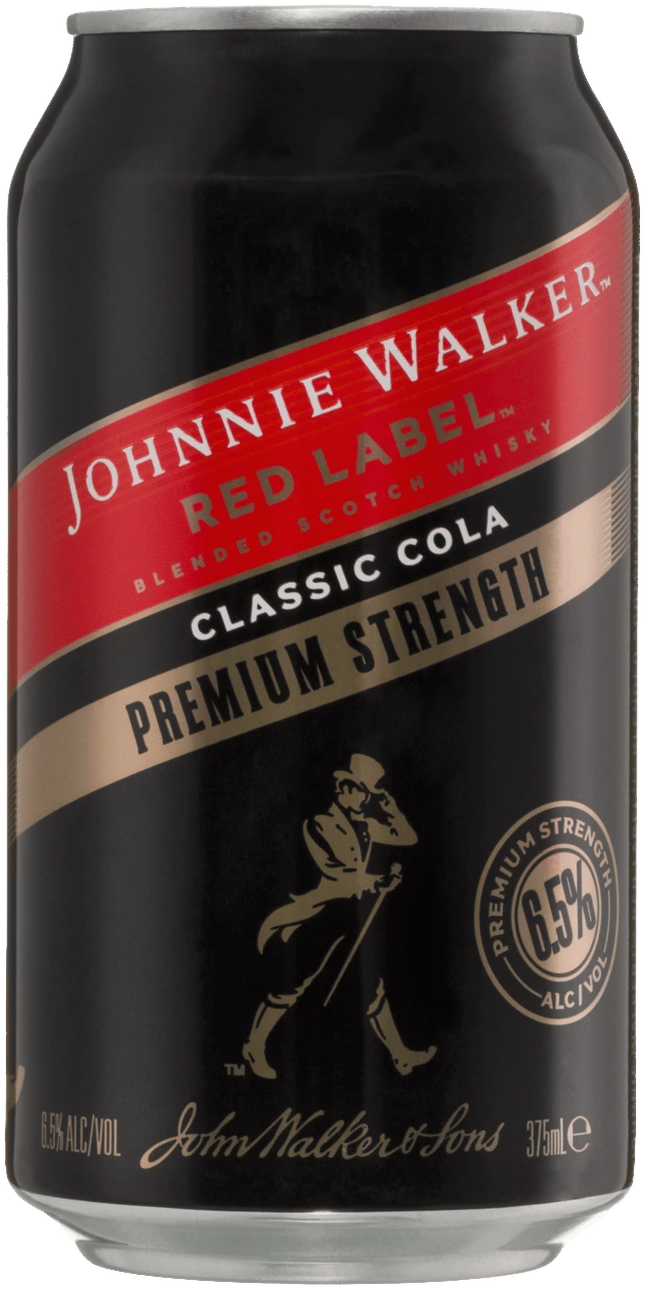 Johnnie Walker Red Label & Cola Premium Strength 6.5% Whisky & Cola Can 375ml