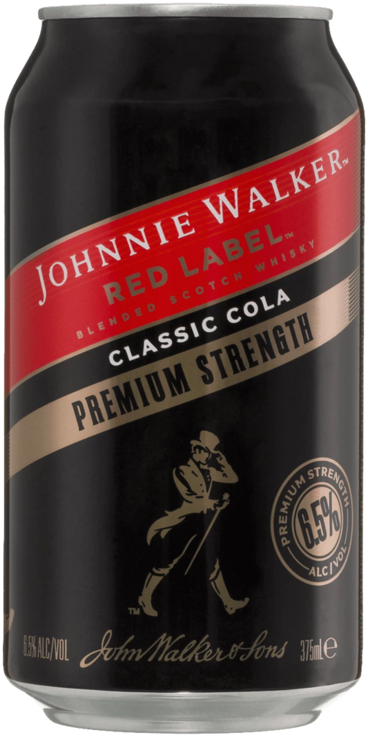 Johnnie Walker Red Label & Cola Premium Strength 6.5% Whisky & Cola Can 375ml