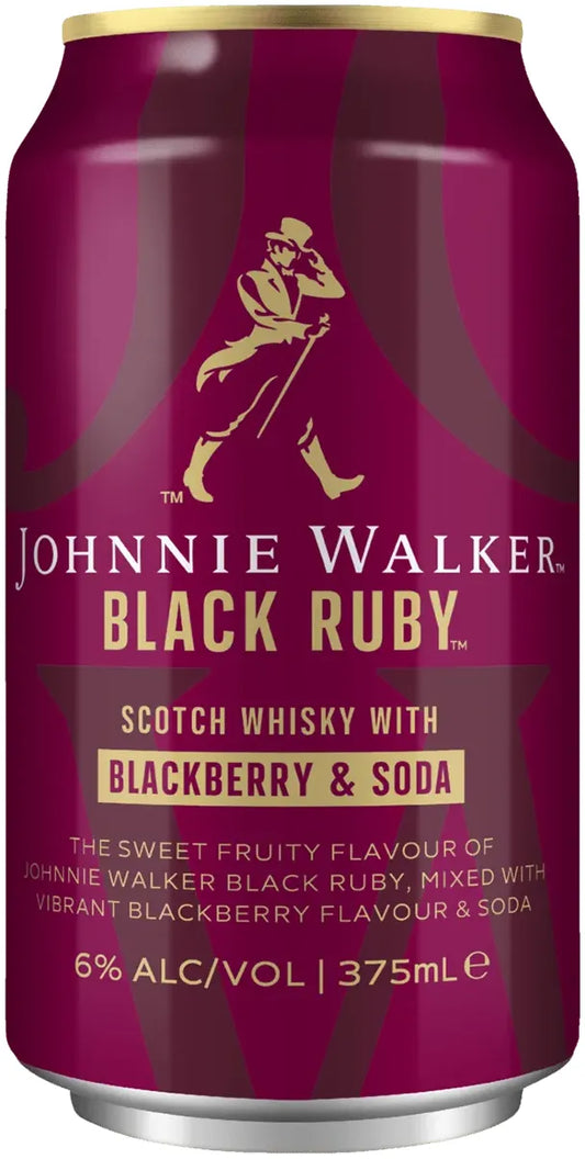 Johnnie Walker Black Ruby Blackberry & Soda 6% 24 Pack Cans 375ml | Bottle Stop