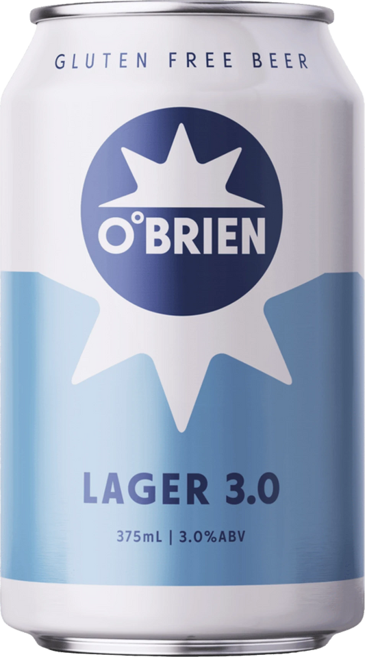 O'Brien gluten Free Lager 3.0 3% 40 Pack Cans 375ml | Bottle Stop