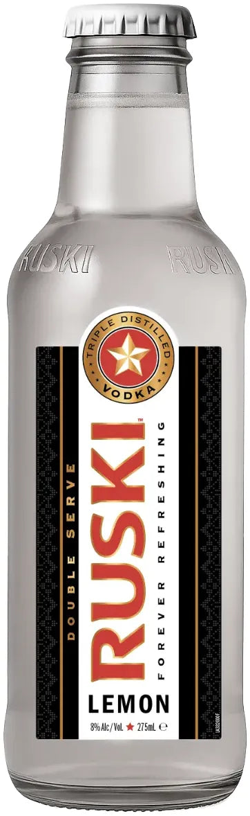 Ruski Lemon Double Strength 8% 24 Pack Bottles 275ml | Bottle Stop