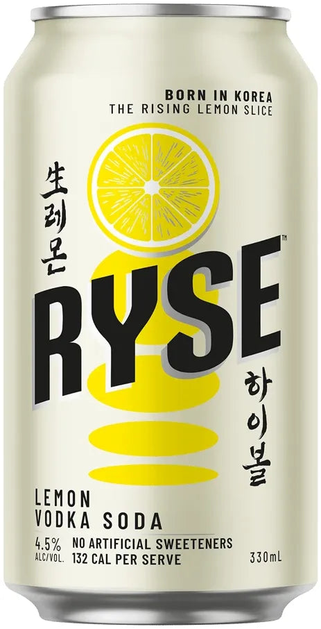 Ryse Lemon Vodka Soda 4.5% 24 Pack Cans 330ml | Bottle Stop