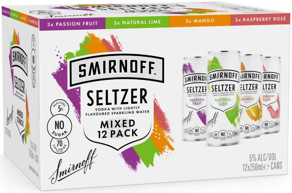 Buy Smirnoff Seltzer Mixed Pack 5% Cans 250ml Online at Bottle Stop
