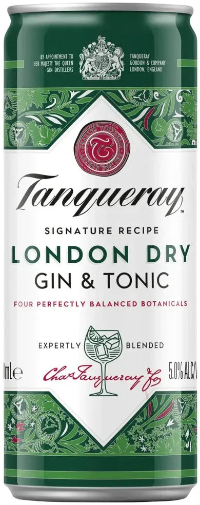 Buy Tanqueray London Dry Gin & Tonic 5% Cans 250ml Online at Bottle Stop