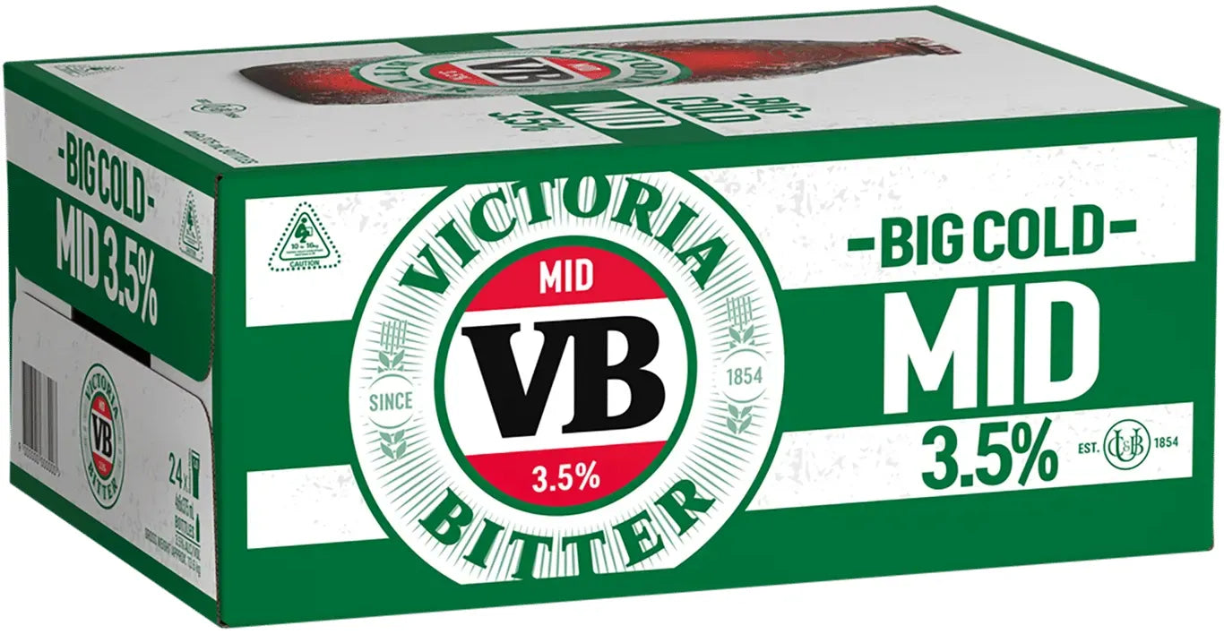 Victoria Bitter VB 3.5% 24 Pack Bottles 375ml | Bottle Stop