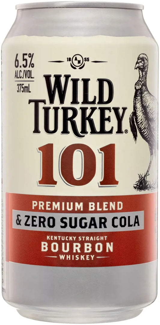 Buy Wild Turkey 101 & Cola Zero 6.5% Cans 375ml Online at Bottle Stop