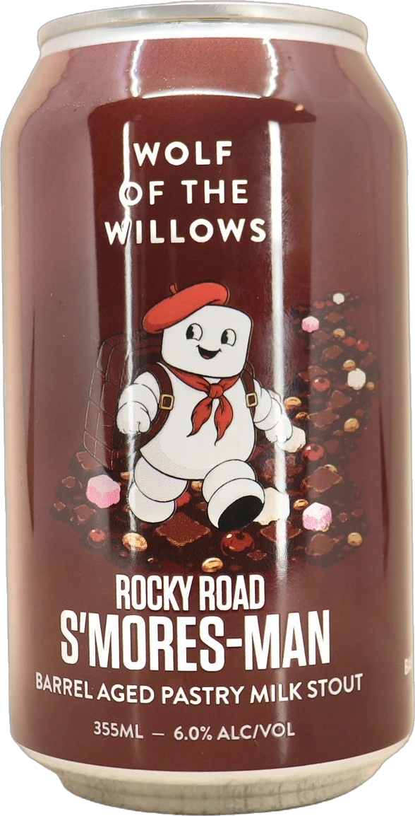 Wolf Of The Willows Rocky Road S'mores-Man Barrel Aged Pastry Milk Stout 6% 24 Pack Cans 355ml | Bottle Stop