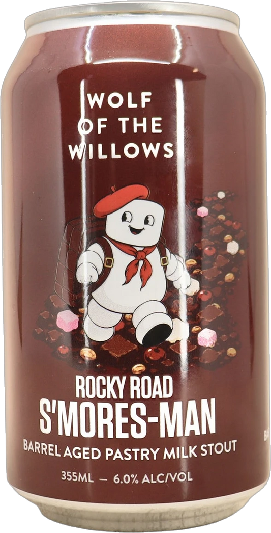 Wolf Of The Willows Rocky Road S'mores-Man Barrel Aged Pastry Milk Stout 6% 24 Pack Cans 355ml | Bottle Stop