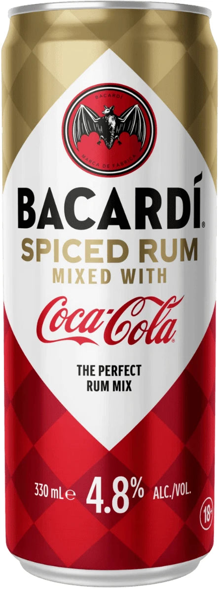 Bacardi Spiced Rum & Coca-Cola 330ml Can