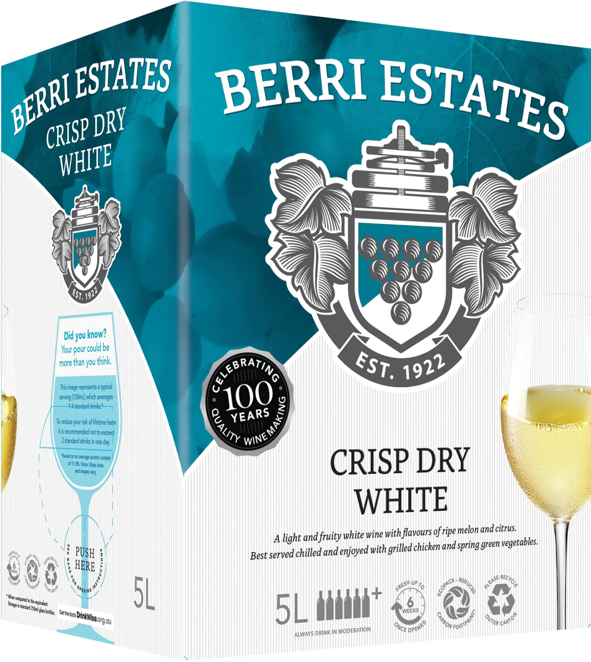 Buy Berri Estates Crisp Dry White 5L Online at Bottle Stop