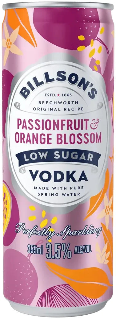 Buy Billson's Vodka Passionfruit Orange Blossom Low Sugar 355ml Online at Bottle Stop