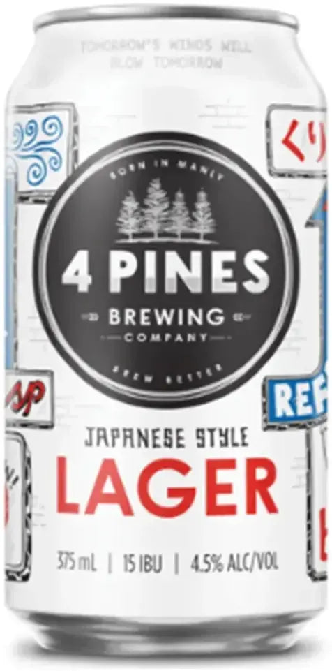4 Pines Japanese Lager 375ml (Pack 6) $18.99 ($23.99) + more Boozebud specials