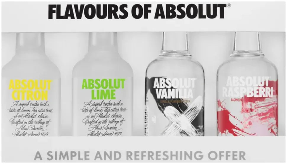Buy Absolut Flavours Miniatures Mixed Gift Pack 4 x 50ml Online at Bottle Stop