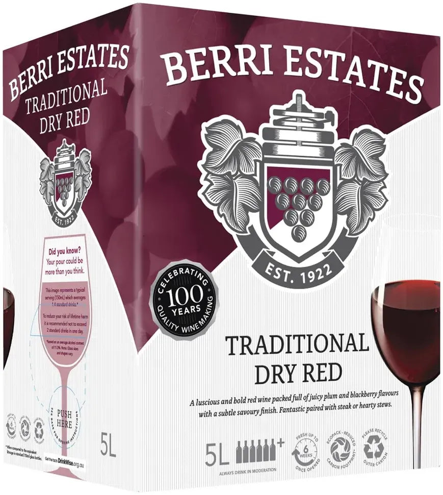 Buy Berri Traditional Dry Red 5L Online at Bottle Stop
