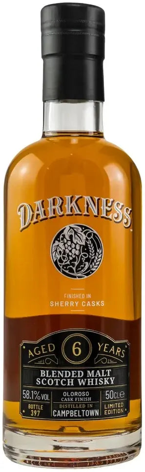 Buy Darkness 6 Year Old Campbeltown Oloroso Finish Blended Whisky 500ml Online at Bottle Stop
