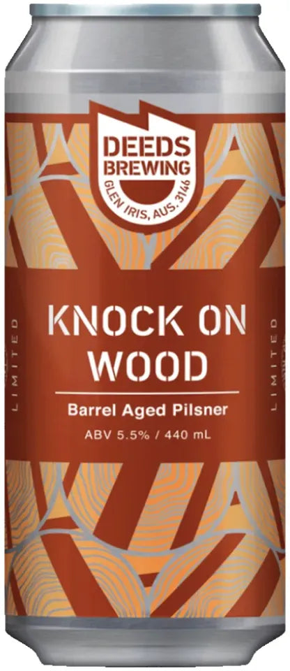 Buy Deeds Brewing Knock On Wood Barrel Aged Pilsner 440ml Online at Bottle Stop