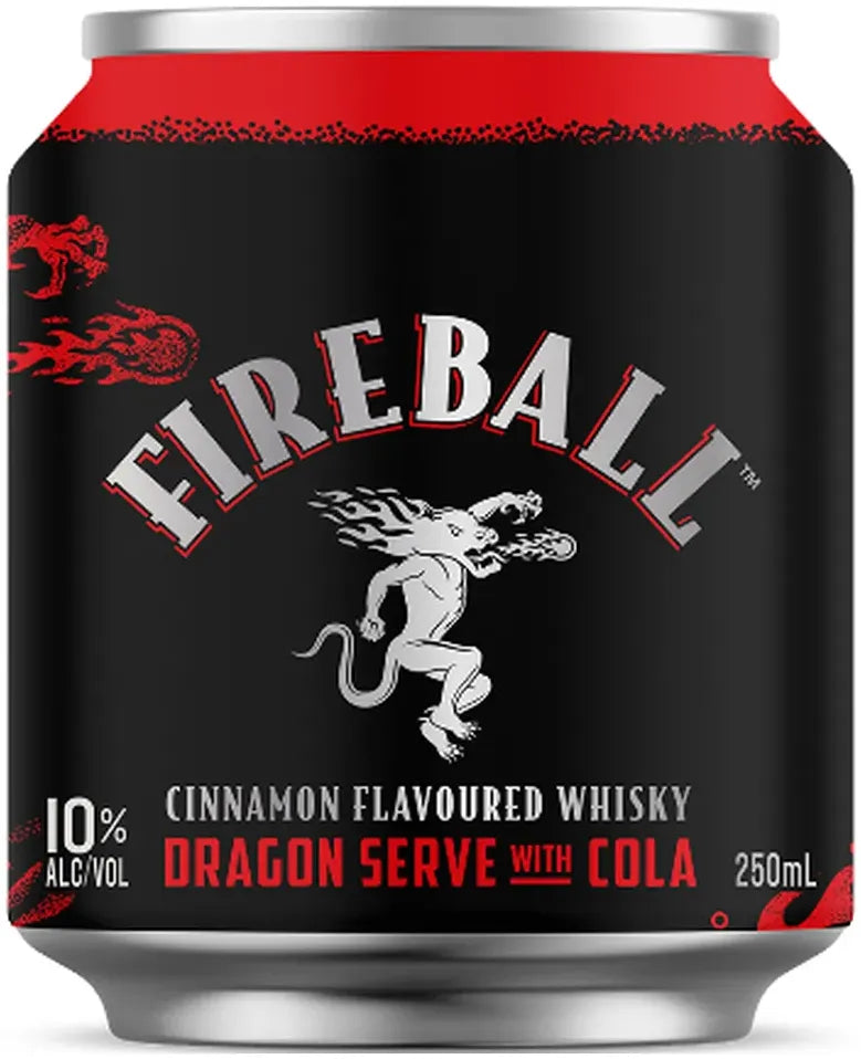 Buy Fireball Cinnamon Whisky Dragon Serve & Cola 10% 250ml Online at Bottle Stop