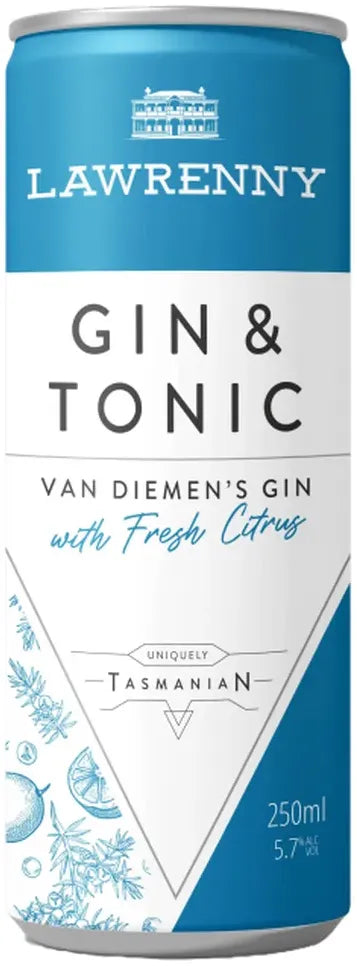 Buy Lawrenny Van Diemen's Gin & Tonic 250ml Online at Bottle Stop