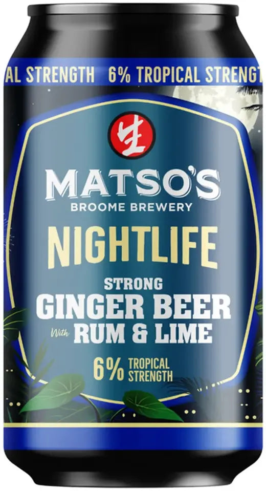 Matso's Broome Brewery Nightlife Strong Ginger Beer with Rum & Lime Cans 330ml 