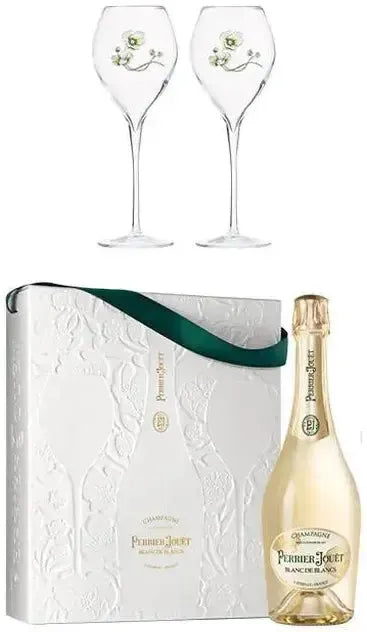 Buy Perrier-Jouet NV Blanc De Blanc & Flutes Gift Pack 750ml Online at Bottle Stop