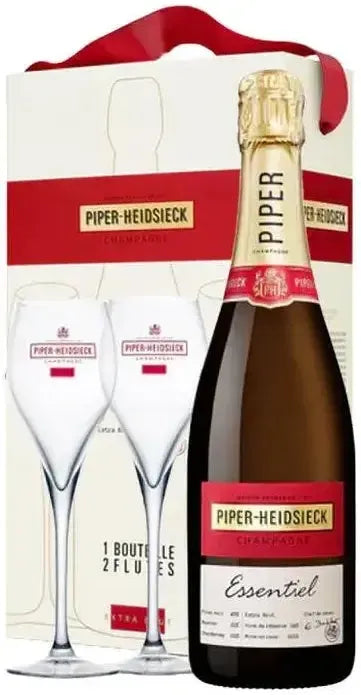 Buy Piper-Heidsieck Essentiel Brut Champagne & Glasses Gift Pack 750ml Online at Bottle Stop