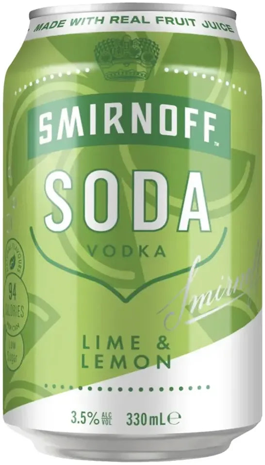 Buy Smirnoff Soda Lemon & Lime 3.5% 30 Pack 330ml Online at Bottle Stop