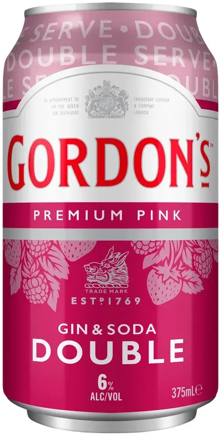 Buy Gordon's Pink Gin & Soda Double 6% 375ml Online at Bottle Stop