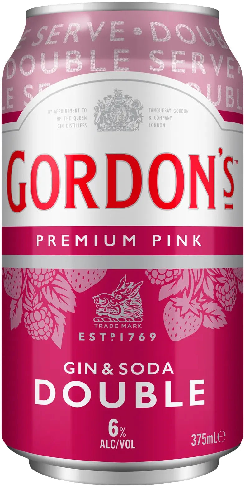 Buy Gordon's Premium Pink Double Gin & Soda 6% 375ml Online at Bottle Stop
