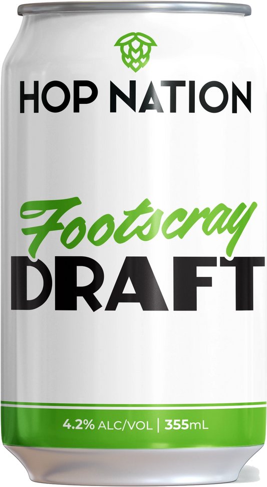 Hop Nation Brewing Co. Footscray Draft Lager 4.2% 24 Pack Cans 355ml
