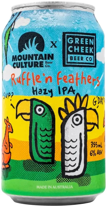Buy Mountain Culture Beer Co Ruffle 'n Feathers (x Green Cheek) Hazy IPA 355ml Online at Bottle Stop
